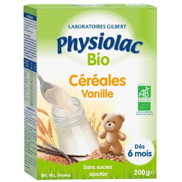 Gilbert Physiolac Bio Céréales Vanille +6m 200g