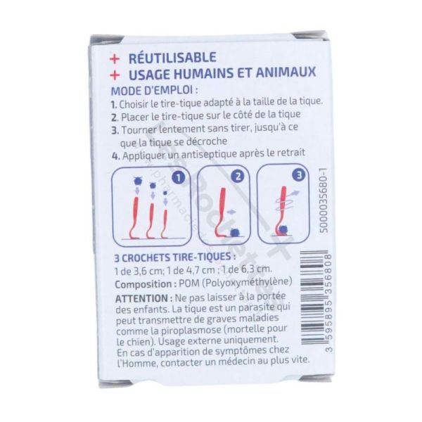 Clément Thékan Tire-tiques crochet - 3 tailles - retire les tiques facilement et en sécurité