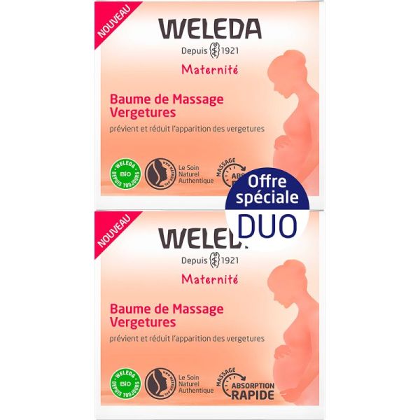 Weleda Maternite Baume de Massage Vergetures - 2x150ml - Prévient et réduit l’apparition des vergetures