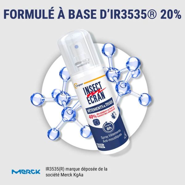 Insect Ecran Anti-Moustiques Spray Vêtements & Tissus - 100ml - Protection invisible sur vos vêtements