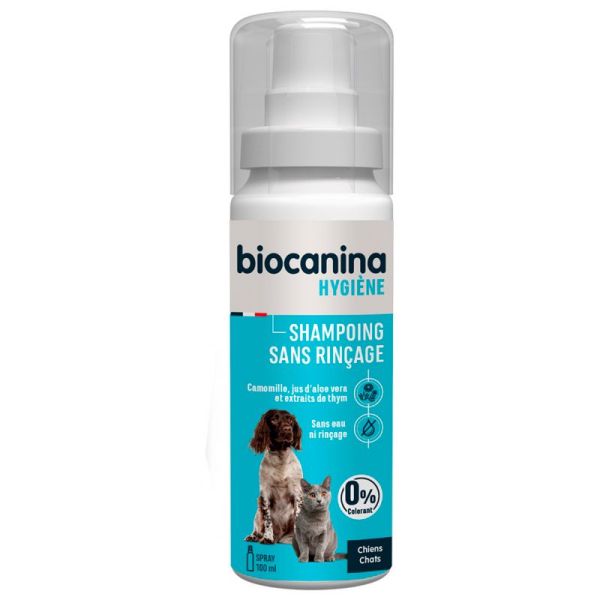 Biocanina Hygiène Shampoing Sans Rinçage pour Chiens et Chats - 100 ml - Nettoyage doux sans eau