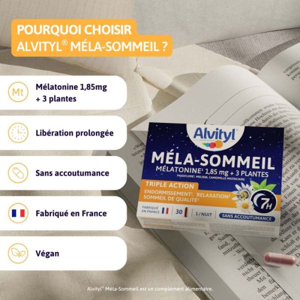 Alvityl Méla-Sommeil Nuit 30 Gélules - Endormissement, relaxation, sommeil de qualité