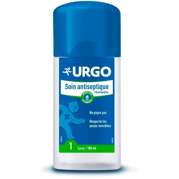 URGO Soin Antiseptique Chlorhexidine - Nettoie & Désinfecte - Spray de 100ml