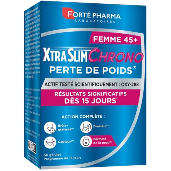 Forté Pharma XtraSlim Chrono Perte de Poids Femme +45 - 60 Gélules - Perte de poids ciblée et fermeté de la peau