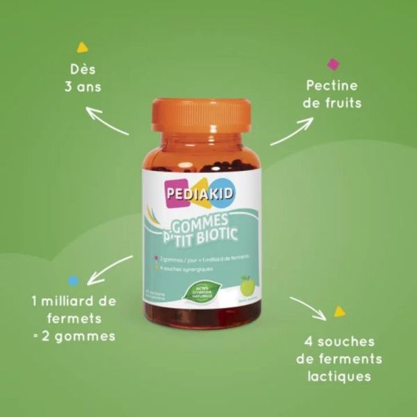 Pédiakid Gommes P'tit Biotic 60 gommes – Soutien de la flore intestinale