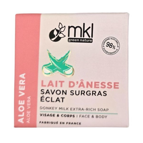 MKL Green Nature Lait d'Ânesse Savon Surgras Éclat Aloe Vera 100 g - Illumination et nutrition des peaux sensibles