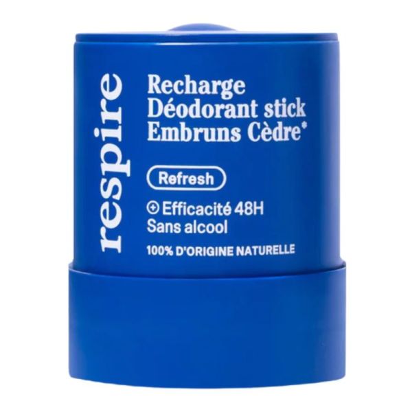 Respire Déodorant Stick Embruns Cèdre Efficacité 48h Bio - Recharge 50g