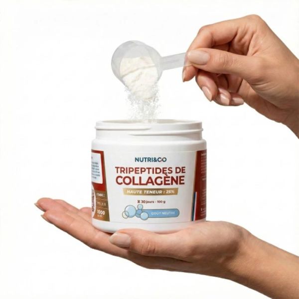 Nutri&Co Tripeptides de Collagène 100g Saveur : Neutre – Haute absorption et Fermeté