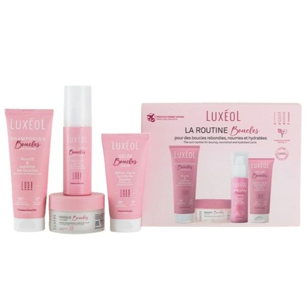 Luxéol La Routine Boucles Fomat Voyage - Shampooing + Masque + Crème de Soin + Gelée - Soin complet