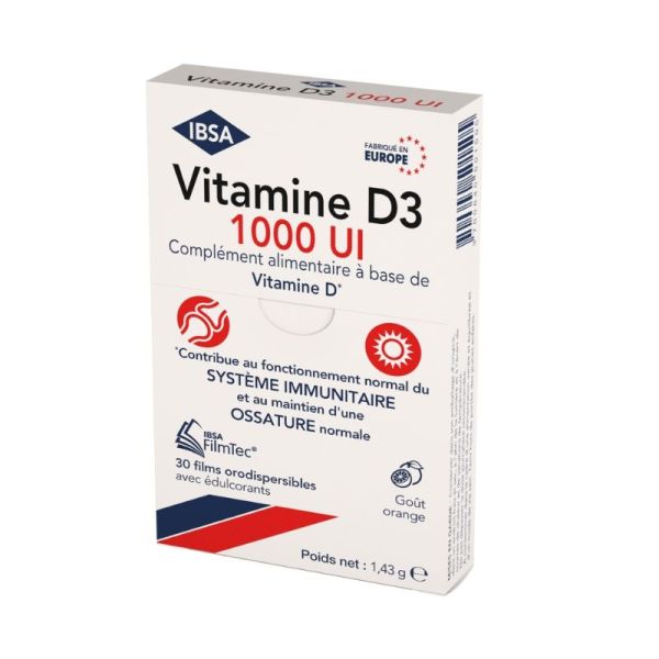 IBSA Vitamine D3 1000UI FilmTec - 30 films orodispersibles