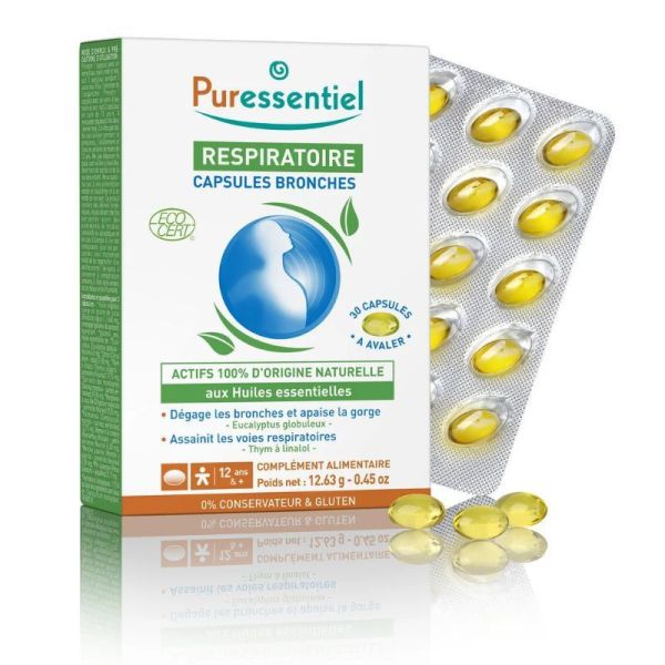 Puressentiel Respiratoire Bronches Bio - 30 Capsules