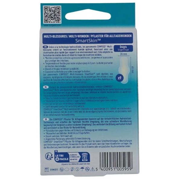 Compeed Multi-Blessures SmartSkin Doigts x9 - Cicatrisation accélérée et protection imperméable
