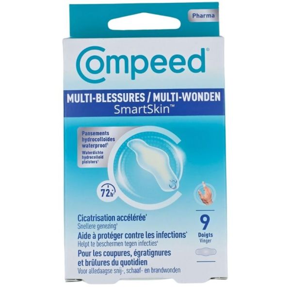 Compeed Multi-Blessures SmartSkin Doigts x9 - Cicatrisation accélérée et protection imperméable