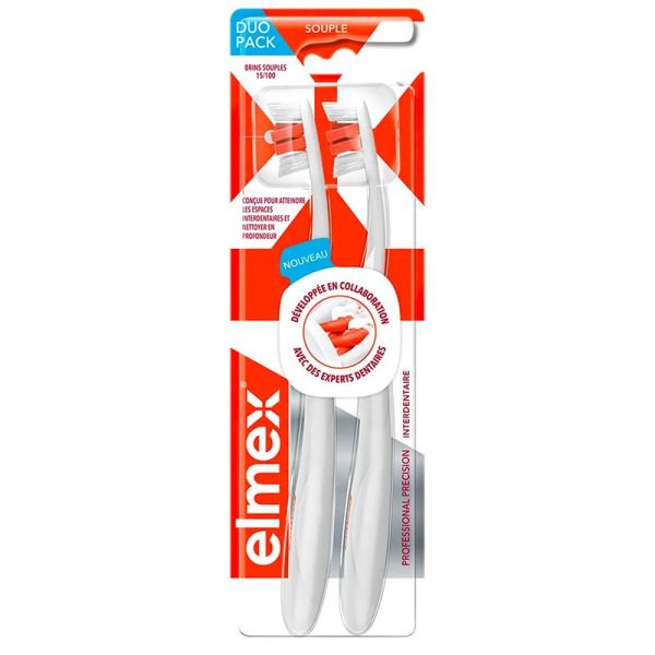 Elmex Brosse à Dents Anti Carie - Précision Interdentaire - Souple - x2 unité