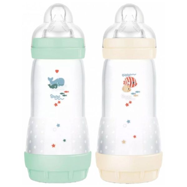 MAM 2 Biberons Easy Start 320 ml - Réduction des coliques et des inconforts du bébé
