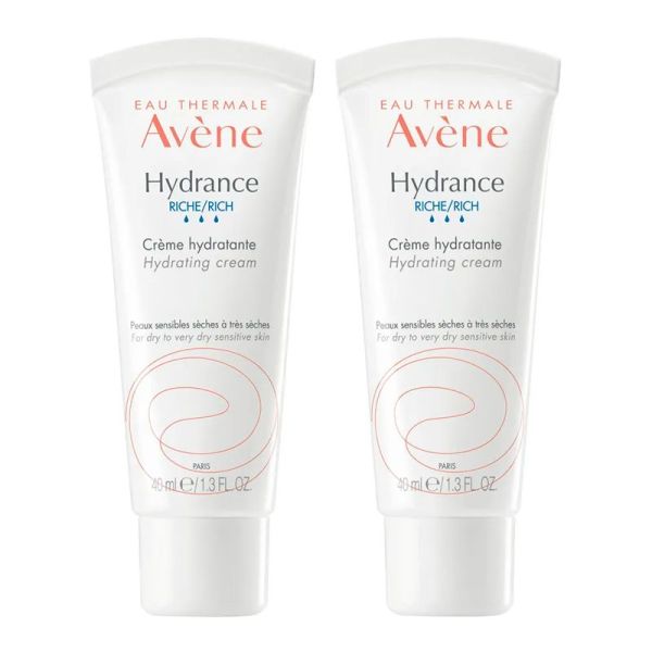 Avène Hydrance Riche Crème Hydratante - 2x40ml - Peaux Sèches à Très Sèches