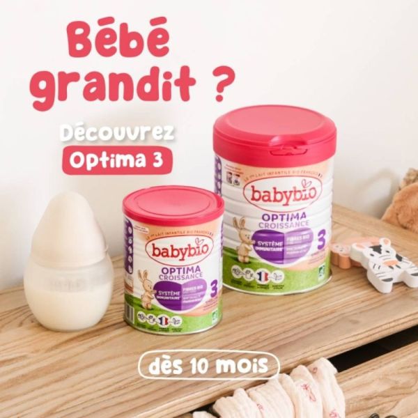 Babybio Optima 2ème âge 400 g (6 à 12 mois) - Lait de suite bio avec fibres