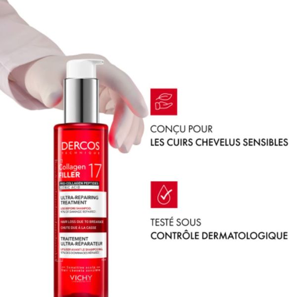 Vichy Dercos Collagen Filler 17 Pré-Shampoing - 150ml - Fortifiant Réparateur Intense