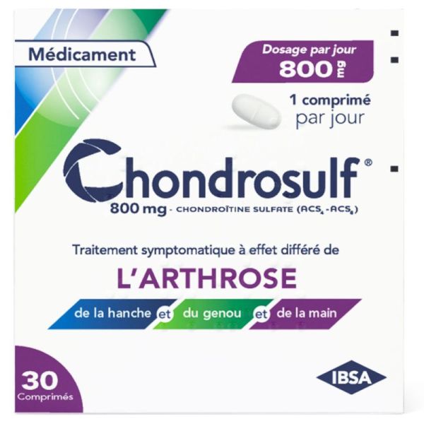 Chondrosulf 800 mg 30 comprimés - Arthrose hanche, genou et main