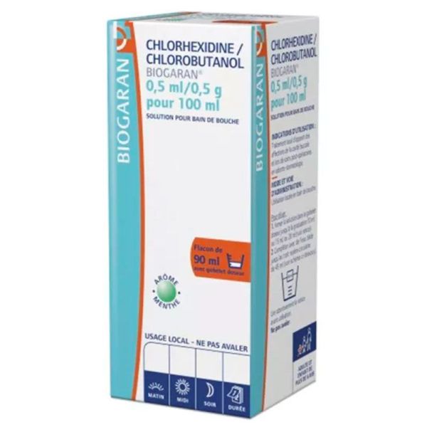 Biogaran Chlorhexidine / Chlorobutanol - Solution pour Bain de Bouche - 90 ml