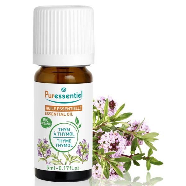Puressentiel Huile Essentielle Thym à Thymol Bio 5 ml – Anti-infectieux surpuissant et bouclier antibactérien