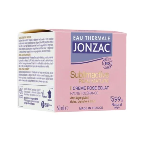 Jonzac Crème rose éclat bio Pot 50 ml - Eclat du teint et fermeté des peaux matures