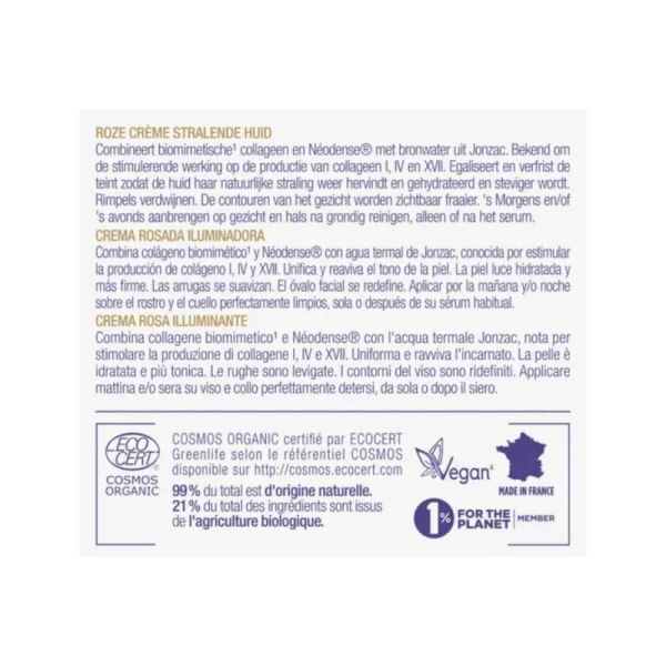 Jonzac Crème rose éclat bio Pot 50 ml - Eclat du teint et fermeté des peaux matures