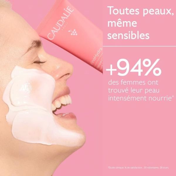 Caudalie VinoHydra Masque-Crème Hydratant 75 ml - Bain d'hydratation à la centella