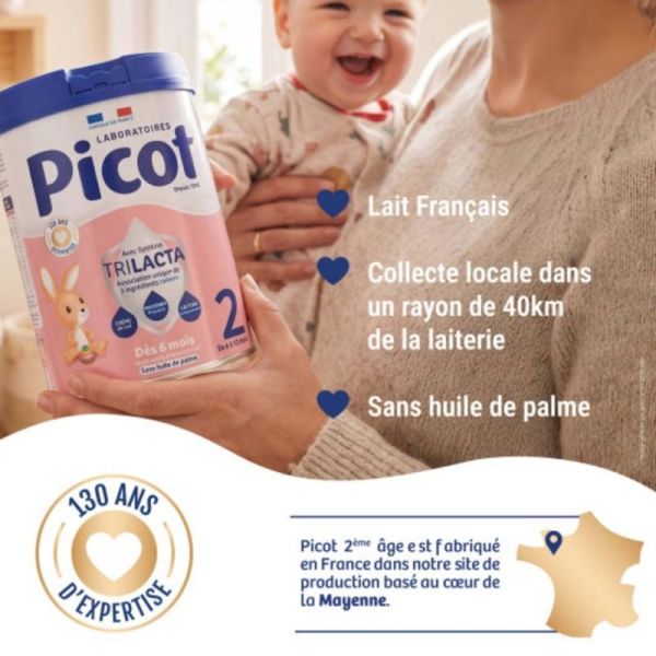 Picot TriLacta 2ème âge (6 à 12 mois) 800g – Répond aux besoins nutritionnels de bébé de 6 à 12 mois