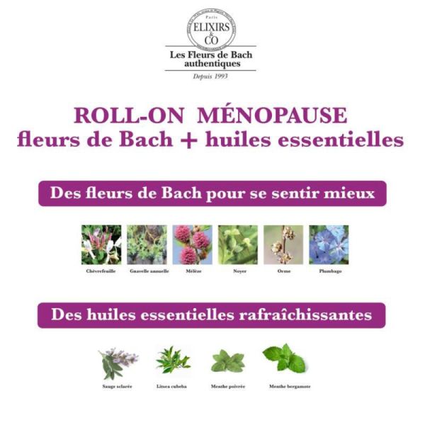 Elixirs & Co Roll-On Bio Ménopause Fleurs de Bach 10ml – Équilibre et fraîcheur