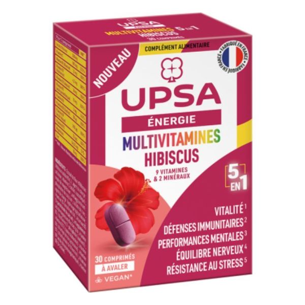 UPSA Énergie Multivitamines Hibiscus 5 en 1 - 30 Comprimés