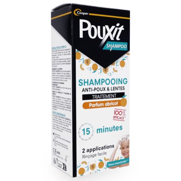 Pouxit Shampoo Abricot Shampooing Anti-Poux Et Lentes Flacon 200ml - Traitement 15 Minutes, doux, sans insecticide