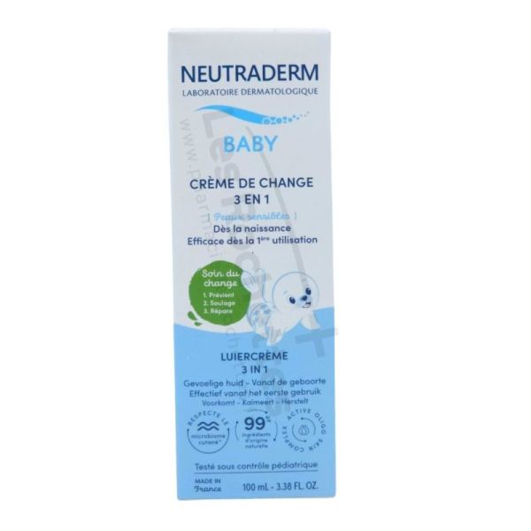Neutraderm Baby Crème de Change 3 en 1 - 100ml - protège, répare et apaise le siège