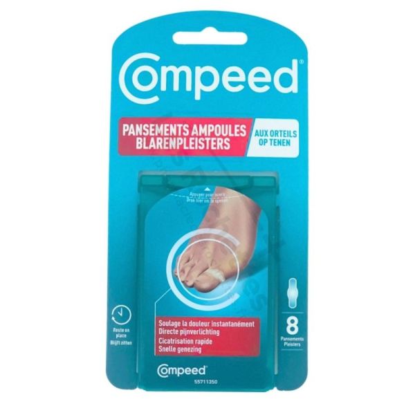 Compeed Pansements ampoules orteils X8 – soulage et protège les ampoules