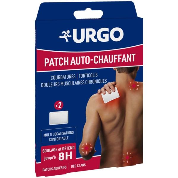 Urgo Patch Auto-Chauffant 8h - Soulage les Courbatures et Douleurs Musculaires - x2 patchs