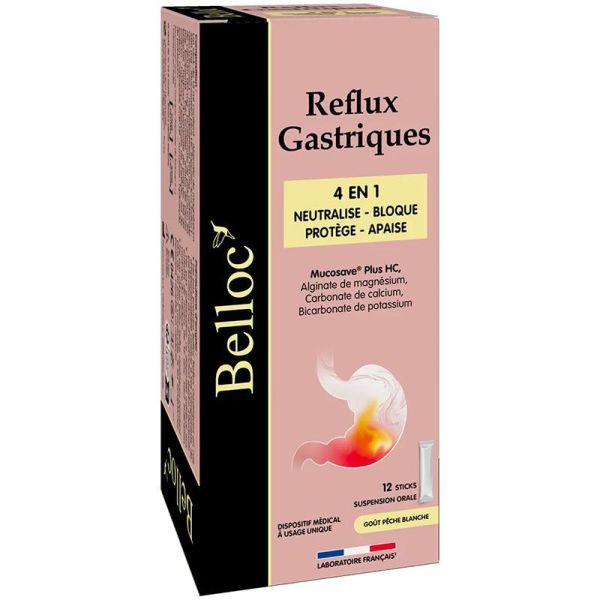 Belloc Reflux Gastriques - Neutralise, Bloque, Protège et Apaise - 12 sticks