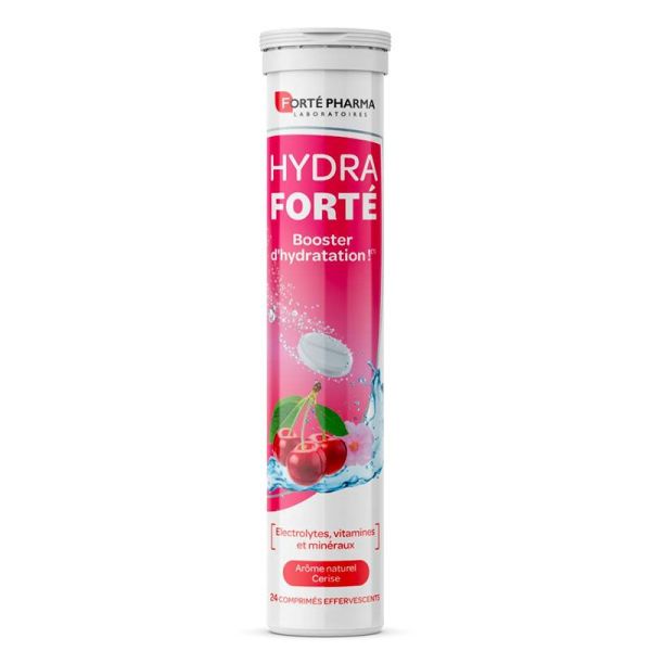 Forté Pharma Hydra Forté - Booster d'Hydratation - Goût Cerise - 24 comprimés effervescents