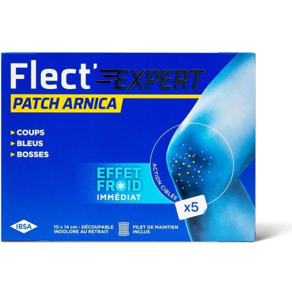 Flector Flect'Expert Patch Arnica Effet Froid - 5 patchs - Apaise, rafraîchit et soulage les zones traumatiques