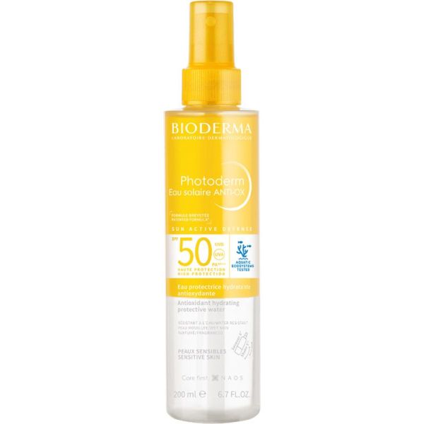 Bioderma Photoderm Eau Solaire ANTI-OX SPF50 200 ml – Eau protectrice visage, corps et cheveux