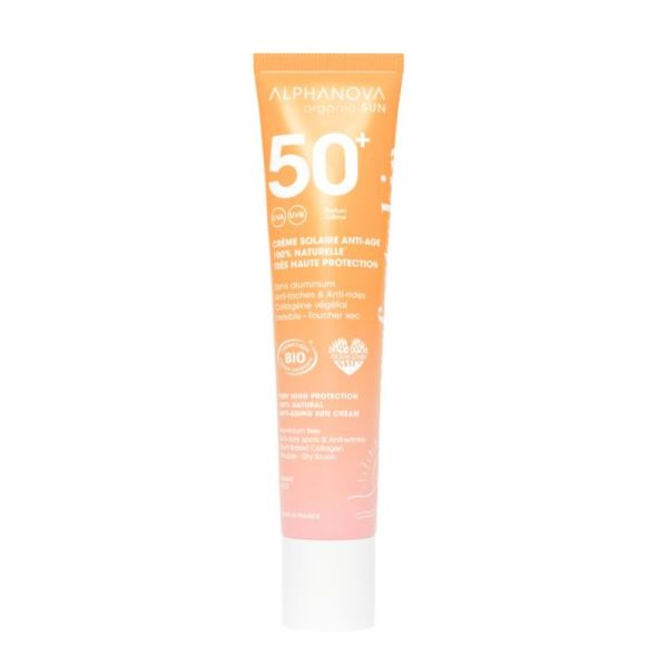 Alphanova Organic Sun Crème Solaire Visage Anti-Âge SPF 50+ Bio Invisible & Toucher Sec - 40g