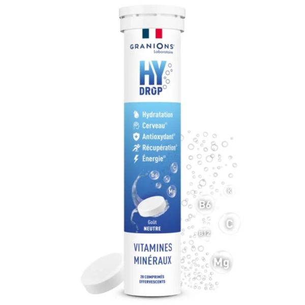 Granions Hydrop Électrolytes Neutre 20 Comprimés Effervescents – Hydratation et énergie
