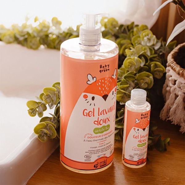 MKL Green Gel Lavant Doux Bio - 100 ml - Nettoie délicatement le visage, le corps et les cheveux de bébé