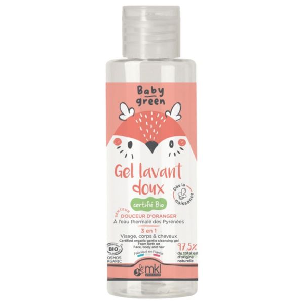 MKL Green Gel Lavant Doux Bio - 100 ml - Nettoie délicatement le visage, le corps et les cheveux de bébé