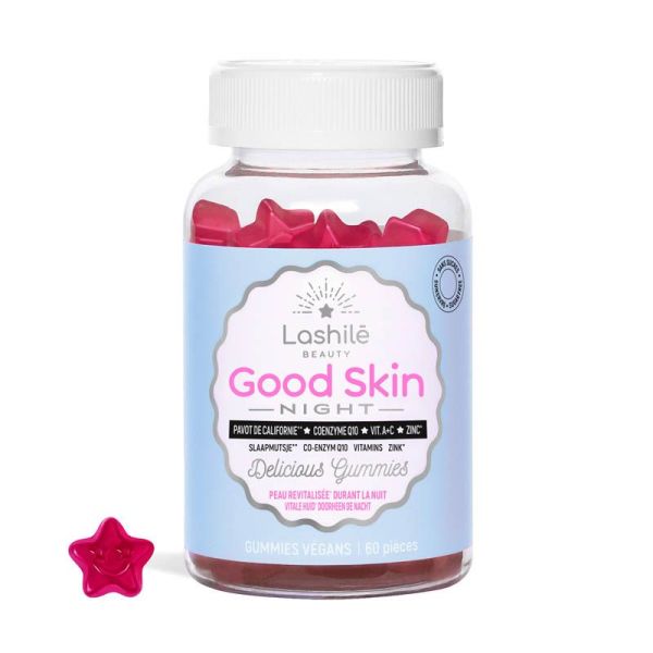 Lashilé Beauty Good Skin Night - Soutient le Sommeil et Regénère la Peau - 60 gommes
