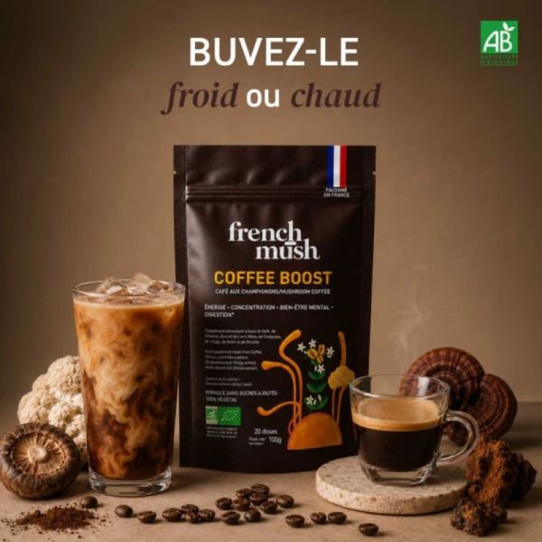 French Mush Coffee Boost Bio 20 doses (100 g) - Alternative au café aux champignons