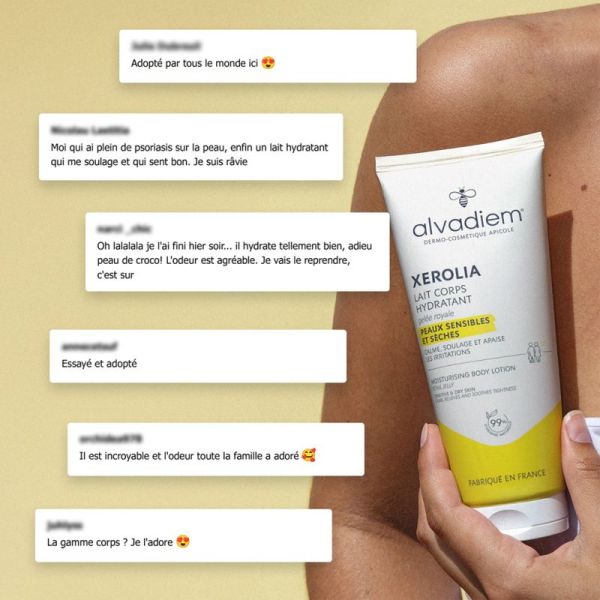 Alvadiem Xerolia Lait Corps Hydratant 200ml – Hydratation longue durée et confort