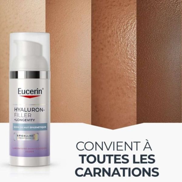 Eucerin Hyaluron-Filler + Longevity Soin de Nuit Épigénétique 50 ml - Régénération nocturne et réduction des rides