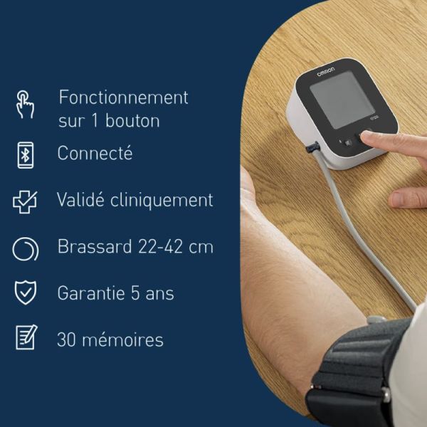 Omron Tensiomètre M2+ Connect - 1 unité - Précision clinique et suivi connecté simplifié