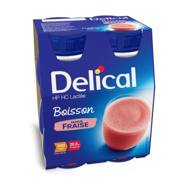 Delical Boisson Lactée HP/HC Fraise - 4 x 200ml