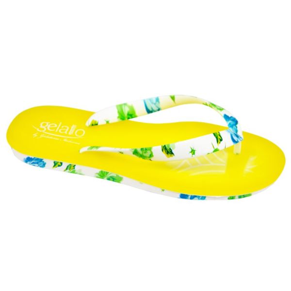 Gelato Tong Semelle Anatomique - 1 Paire - Couleur : Jaune Fleuri - Taille : 41-42